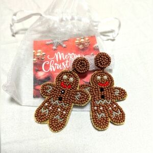 Fun Christmas Gingerbread Man Statement Earrings